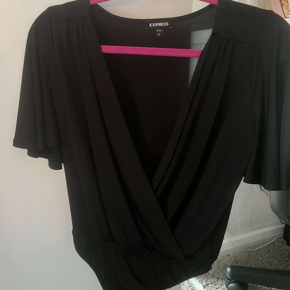 Express Women's Black Wrap Top